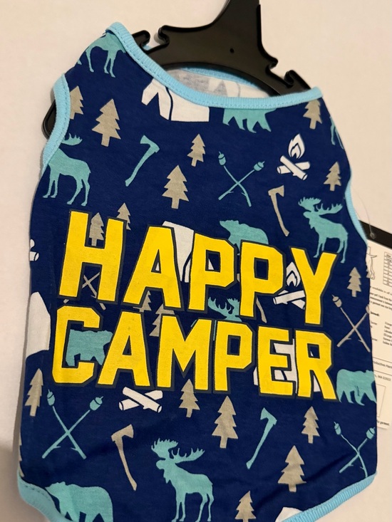 Other - S64/S65/IS6 (3) X Small Happy Camper Dog Tank Top - Navy with Yellow Lettering